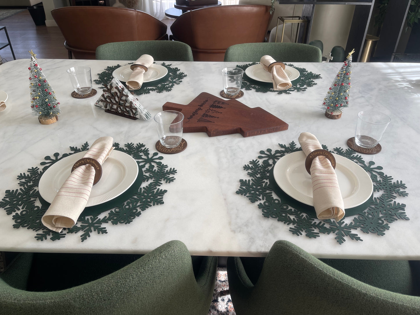 Leather Snowflake Sparkle Placemats